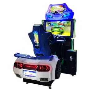 Kuliku 55-inch dynamic speed racer arcade machine with LED color lights and realistic steering wheel, size 140 × 230 × 245 cm (55.1 × 90.6 × 96.5 inches)