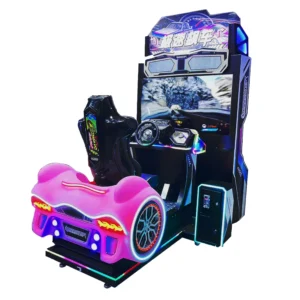 Kuliku 55-inch dynamic speed racer arcade machine with LED color lights and realistic steering wheel, size 140 × 230 × 245 cm (55.1 × 90.6 × 96.5 inches)